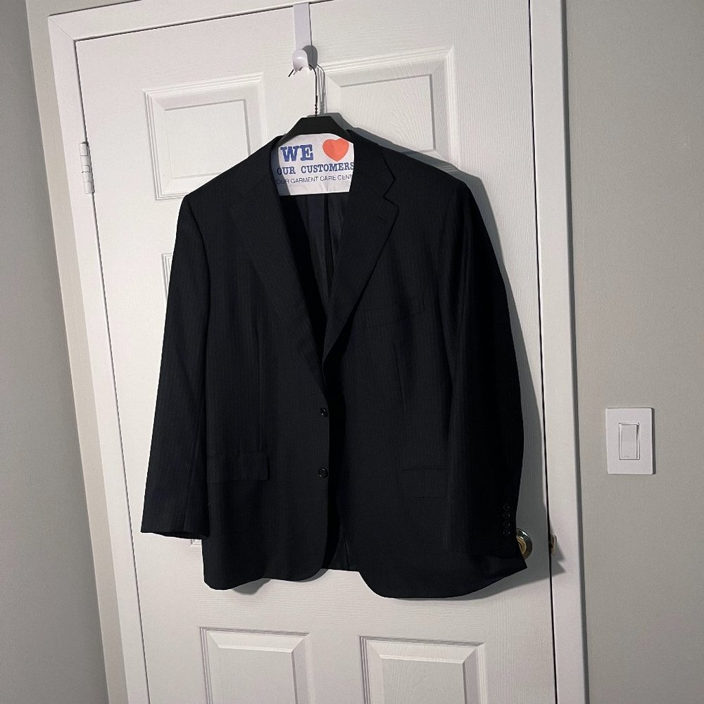 Kiton Navy Blue Wool Striped Sport Coat 48R